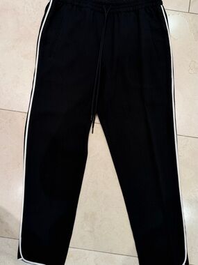 BCBGMaxAzria Black Capri Pants with White Side Stripe